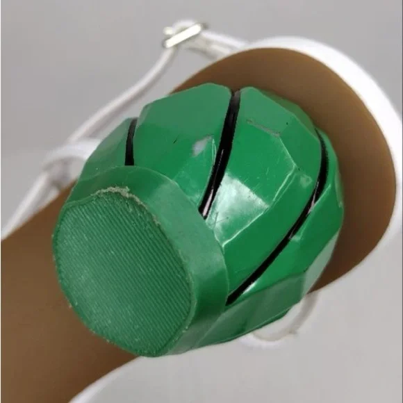 INC White Green Calise Square Toe Buckle Ankle Vacation Embellished Round Heel - Picture 14 of 15